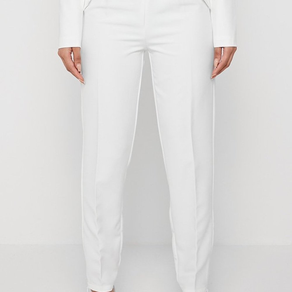 CORSET WAIST TAILORED TROUSERS - OFF-WHITE